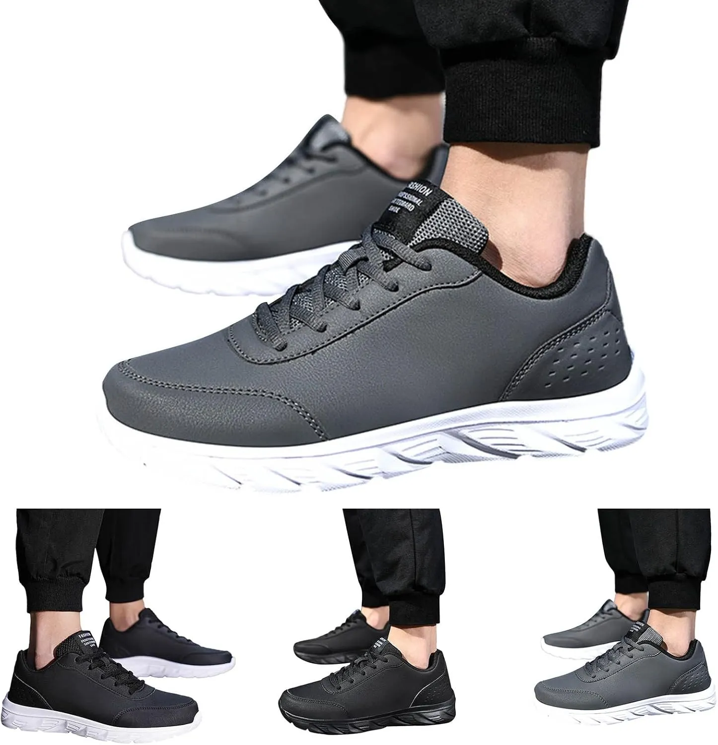 Men's Casual Dress Sneakers Mens Shoes Large Size Casual Leather Laace Up Fashion Simple Shoes Running