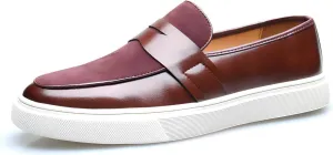 Men's Fashion Round Toe Loafers Dress Shoes Suede Leather Slip On Casual Penny Walking Shoes for Driving Dating