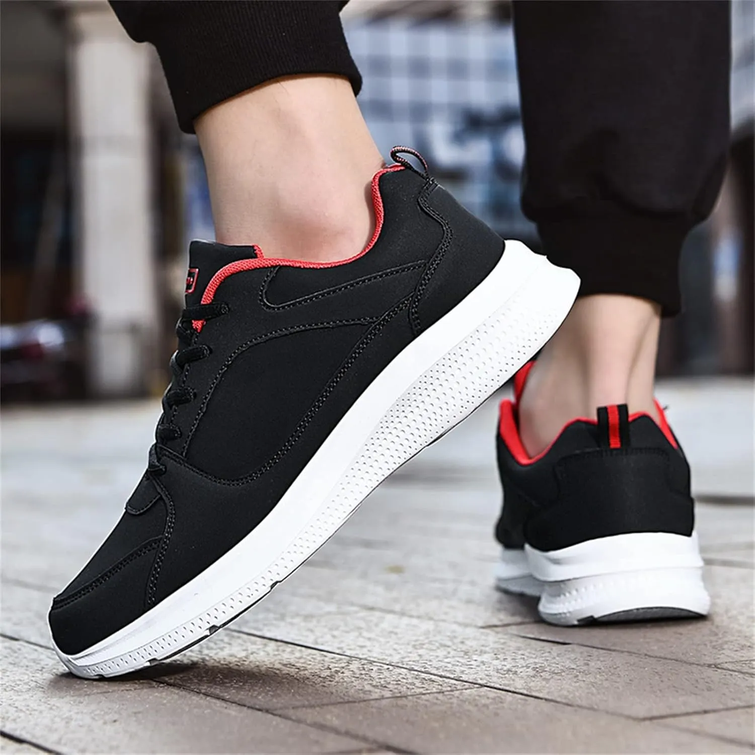 Mens Shoes Casual Fashion Large Size Leather Solid Color Lace Up Casual Shoes Running Big Sneaker Slippers Men