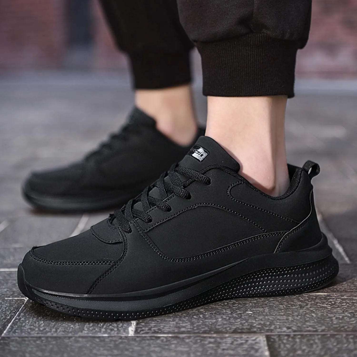 Mens Shoes Casual Fashion Large Size Leather Solid Color Lace Up Casual Shoes Running Big Sneaker Slippers Men