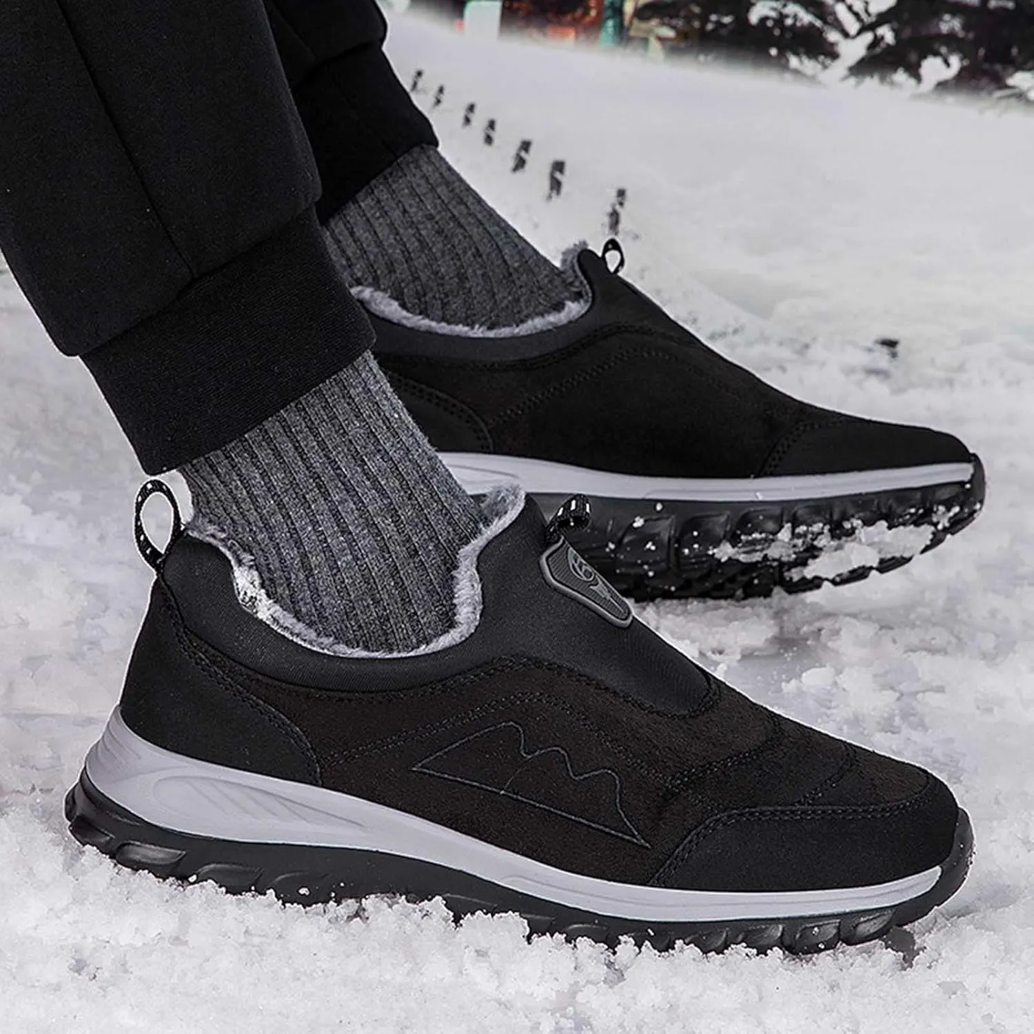 Men's Snow Boots Warm Faux Furry Lined Footwear Waterproof Outdoor Comfort Winter Boots Non-slip Cold Weather Shoes Hiking Walking Boots