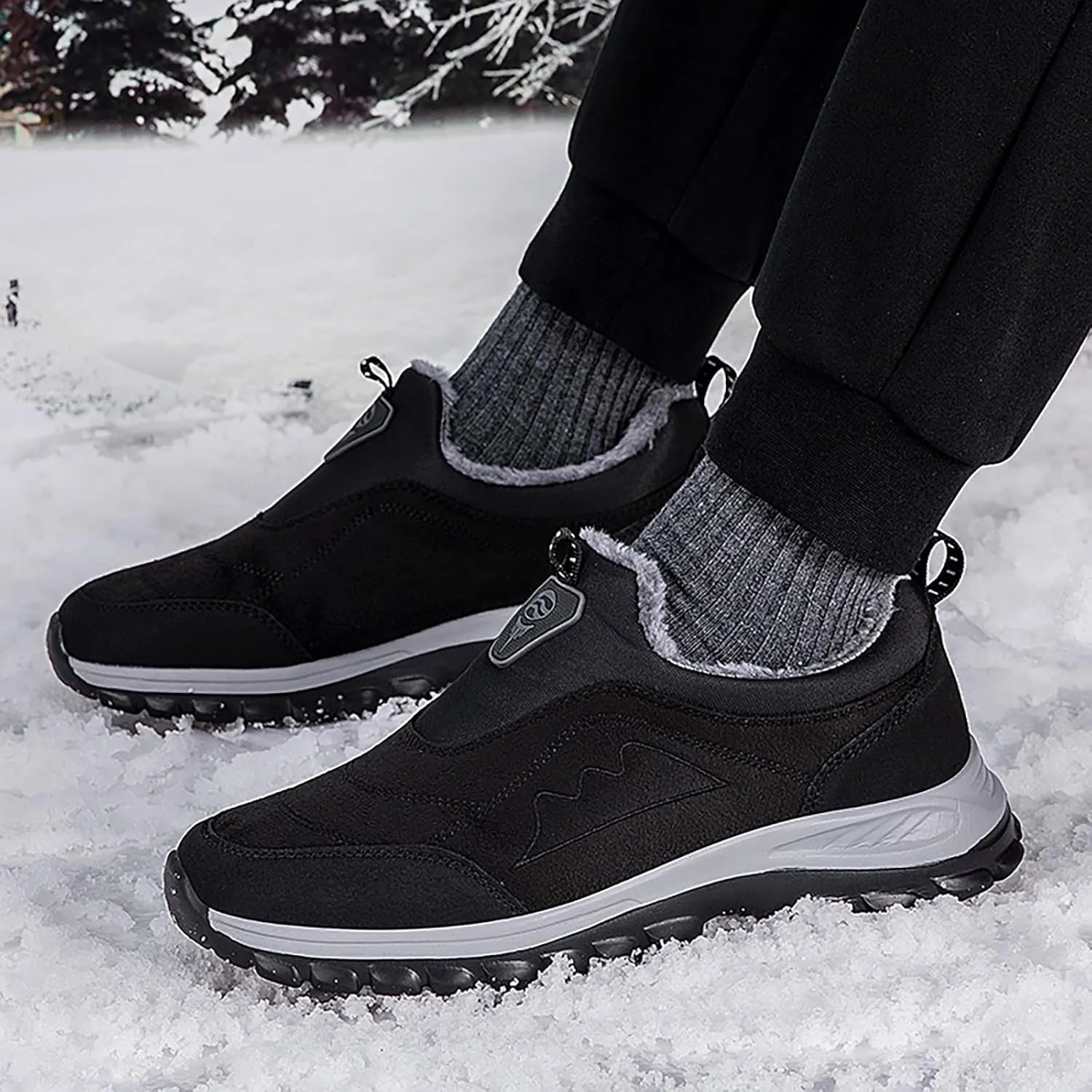 Men's Snow Boots Warm Faux Furry Lined Footwear Waterproof Outdoor Comfort Winter Boots Non-slip Cold Weather Shoes Hiking Walking Boots