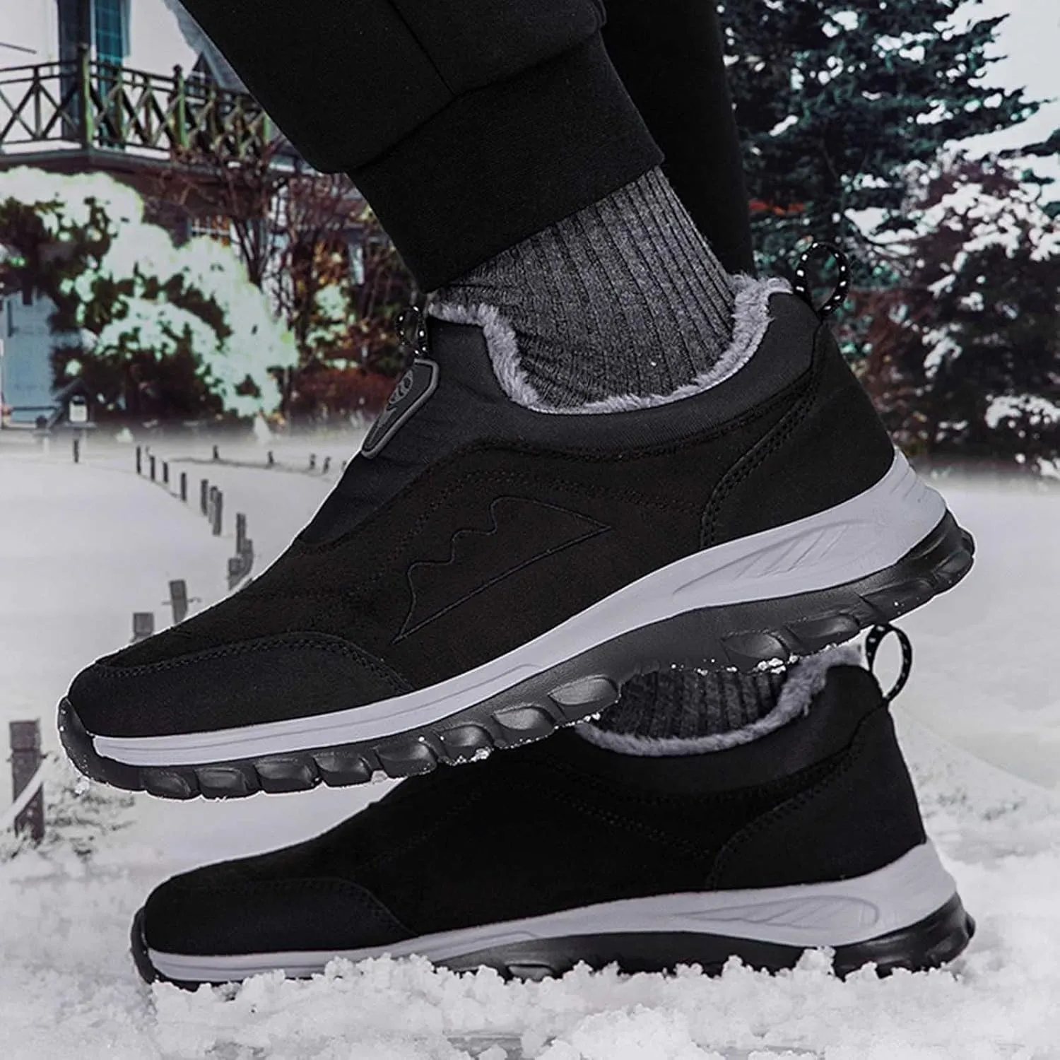 Men's Snow Boots Warm Faux Furry Lined Footwear Waterproof Outdoor Comfort Winter Boots Non-slip Cold Weather Shoes Hiking Walking Boots