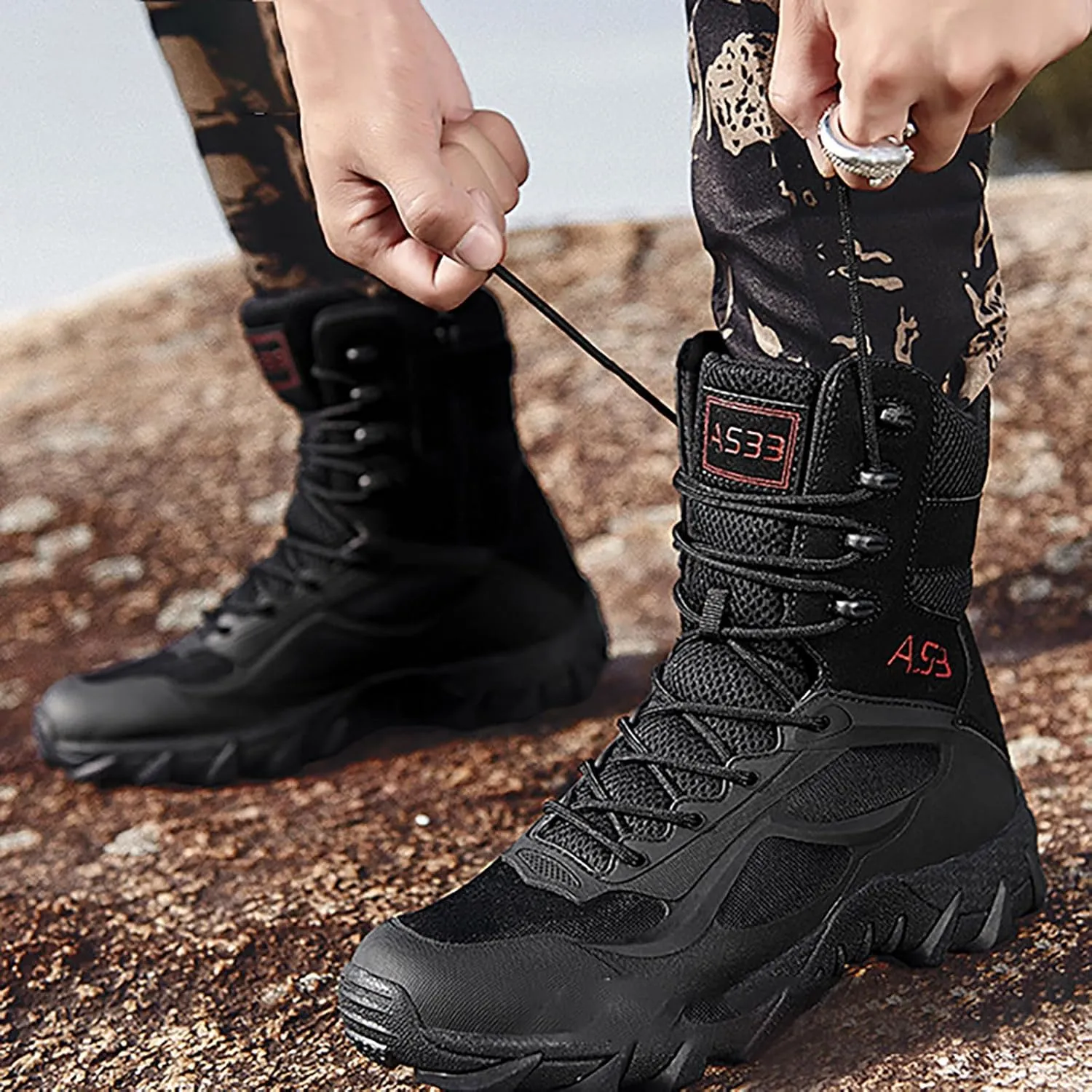 Men's Snow Boots Warm Fur Lined Mid Calf Winter Boots Lace Up Water Resistant Anti Slip Outdoor Lightweight Ankle Boots Hiking Shoes Work Trekking Boot