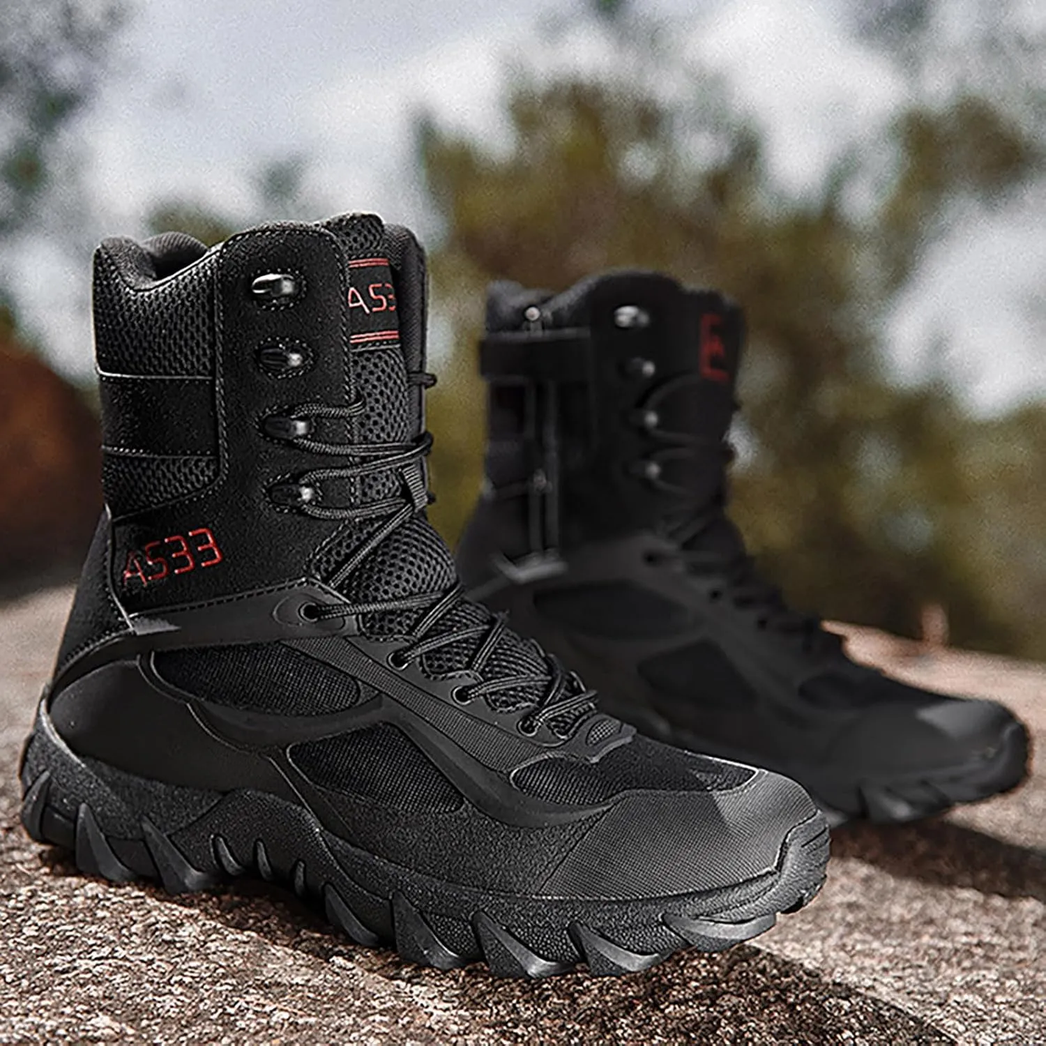 Men's Snow Boots Warm Fur Lined Mid Calf Winter Boots Lace Up Water Resistant Anti Slip Outdoor Lightweight Ankle Boots Hiking Shoes Work Trekking Boot