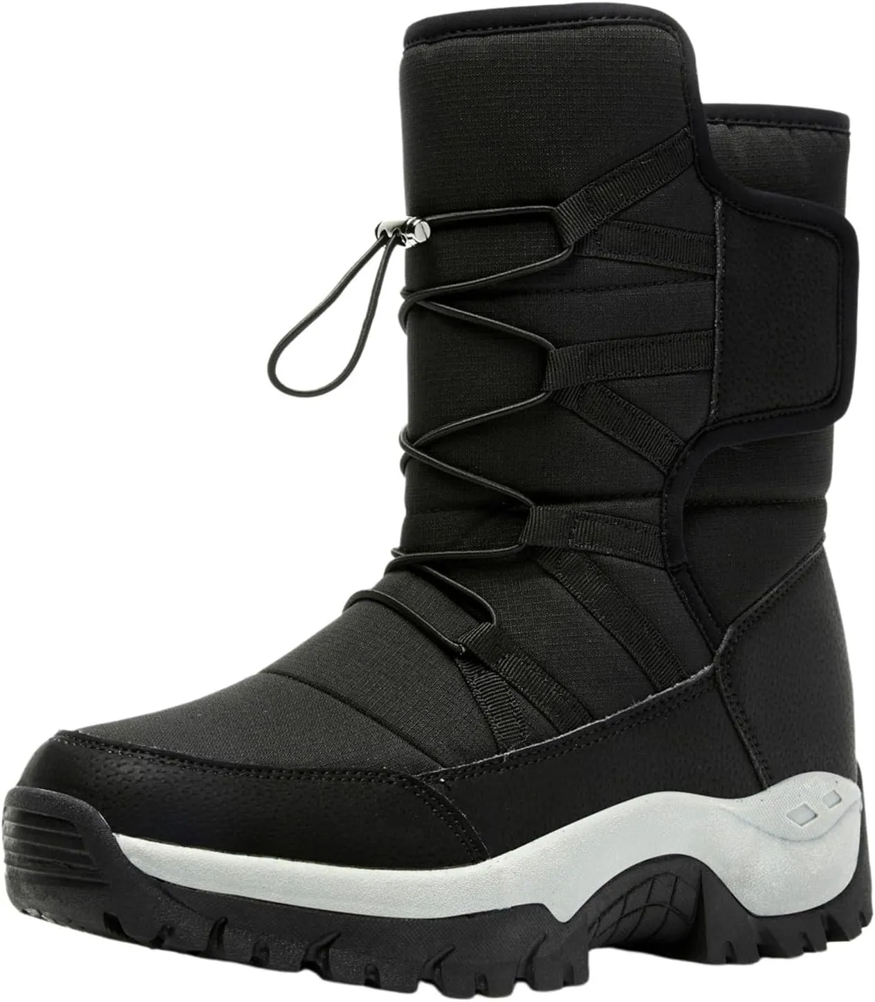 Mens Snow Boots Warm Fur Lined Mid Calf Winter Boots Lace Up Water Resistant Anti Slip Outdoor Lightweight Casual Climbing Shoes Hiking Shoes Work Trekking Boot