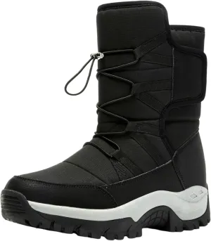 Mens Snow Boots Warm Fur Lined Mid Calf Winter Boots Lace Up Water Resistant Anti Slip Outdoor Lightweight Casual Climbing Shoes Hiking Shoes Work Trekking Boot