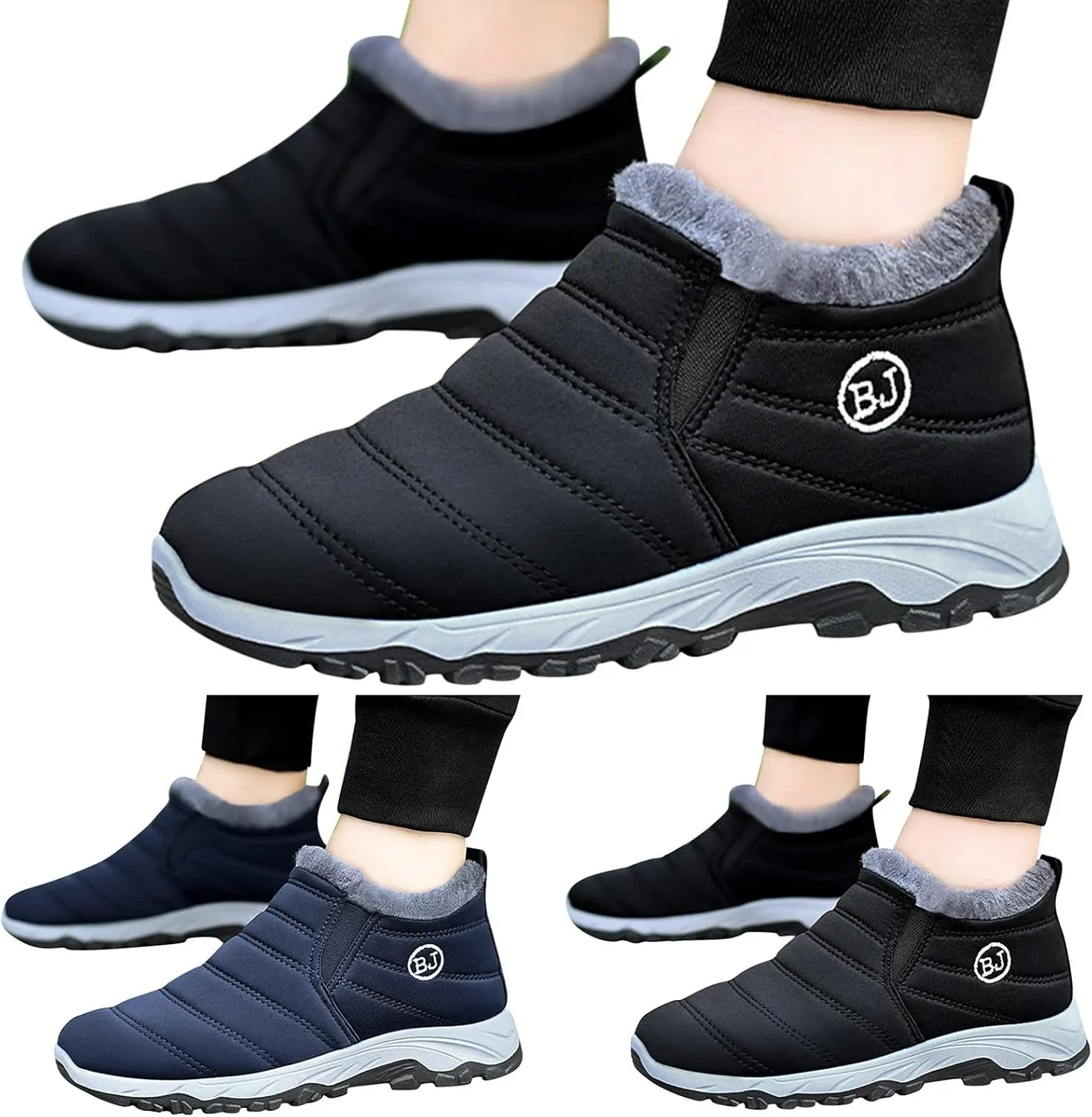 Men's Snow Boots Warm Furry Lined Footwear Waterproof Outdoor Comfort Winter Boots Non-slip Lace Up Ankle Boots for Cold Weather Hiking Walking Boots