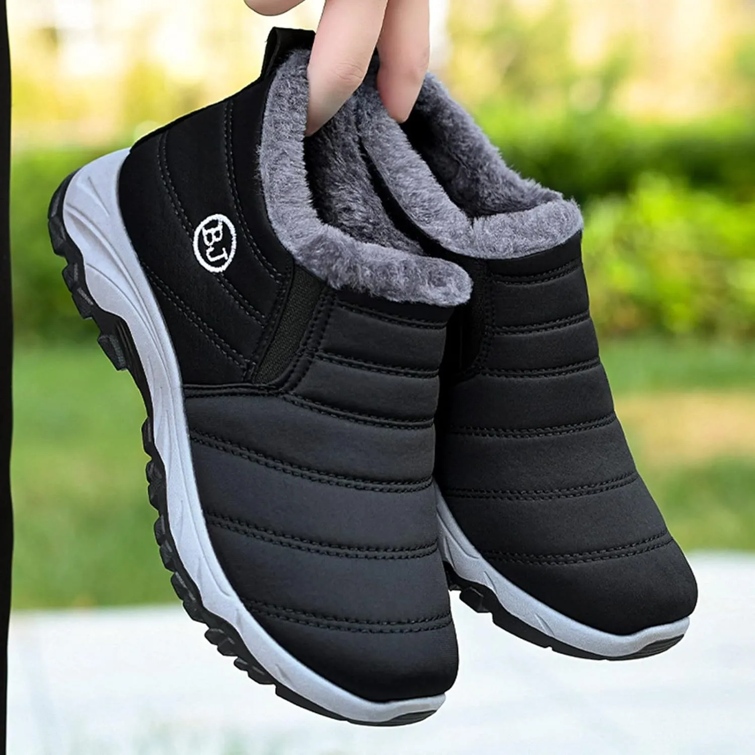 Men's Snow Boots Warm Furry Lined Footwear Waterproof Outdoor Comfort Winter Boots Non-slip Lace Up Ankle Boots for Cold Weather Hiking Walking Boots
