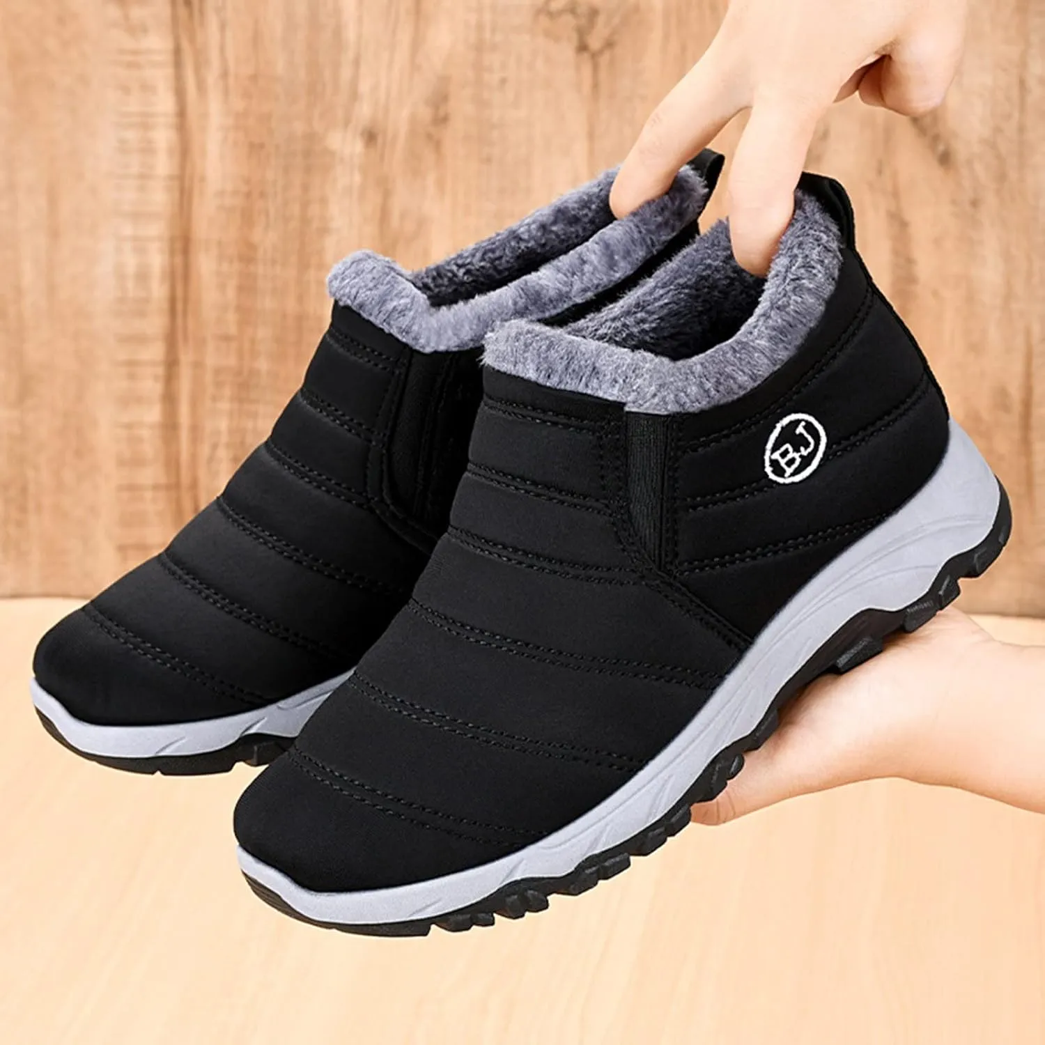 Men's Snow Boots Warm Furry Lined Footwear Waterproof Outdoor Comfort Winter Boots Non-slip Lace Up Ankle Boots for Cold Weather Hiking Walking Boots