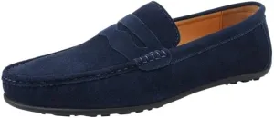 Mens Suede Loafers Apron Toe Suede Vamp Solid Color Loafer Shoe Flexible Anti-Slip Lightweight Wedding Outdoor Slip-On Smoking Shoes