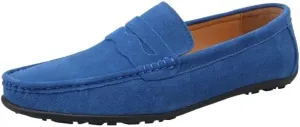 Mens Suede Loafers Apron Toe Suede Vamp Solid Color Loafer Shoe Flexible Anti-Slip Lightweight Wedding Outdoor Slip-On Smoking Shoes