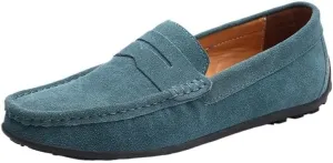 Men's Suede Loafers ?C Classic Loafer with Round Toe, Stitching Details, Flexible, Comfortable, and Slip-On Design for Prom and Casual Wear