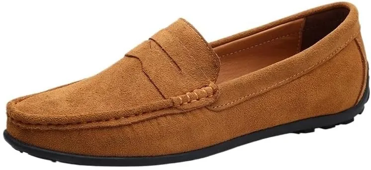 Men's Suede Loafers ?C Classic Loafer with Round Toe, Stitching Details, Flexible, Comfortable, and Slip-On Design for Prom and Casual Wear