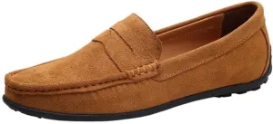 Men's Suede Loafers ?C Classic Loafer with Round Toe, Stitching Details, Flexible, Comfortable, and Slip-On Design for Prom and Casual Wear