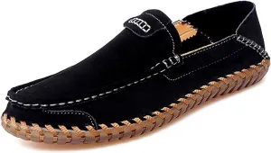 Men's Summer Soft Suede Penny Round Toe Loafers Comfortable and Soft Casual Leather Shoes Flat Comfortable Driving Shoes Anti Slip Boat Shoes