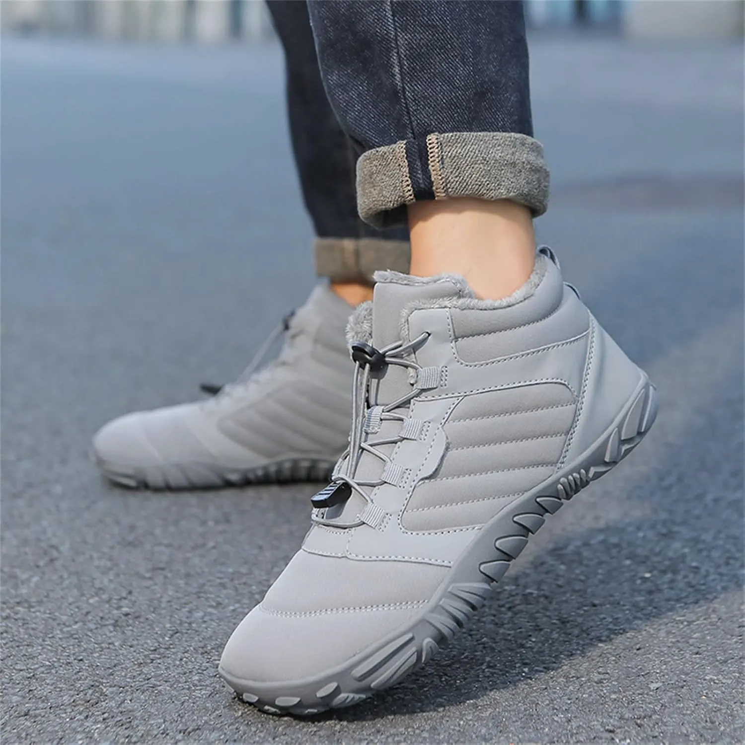 Mens Womens Barefoot Shoes Waterproof Winter Snow Boots Zero Drop Sole Walking Shoes for Hiking Outdoor
