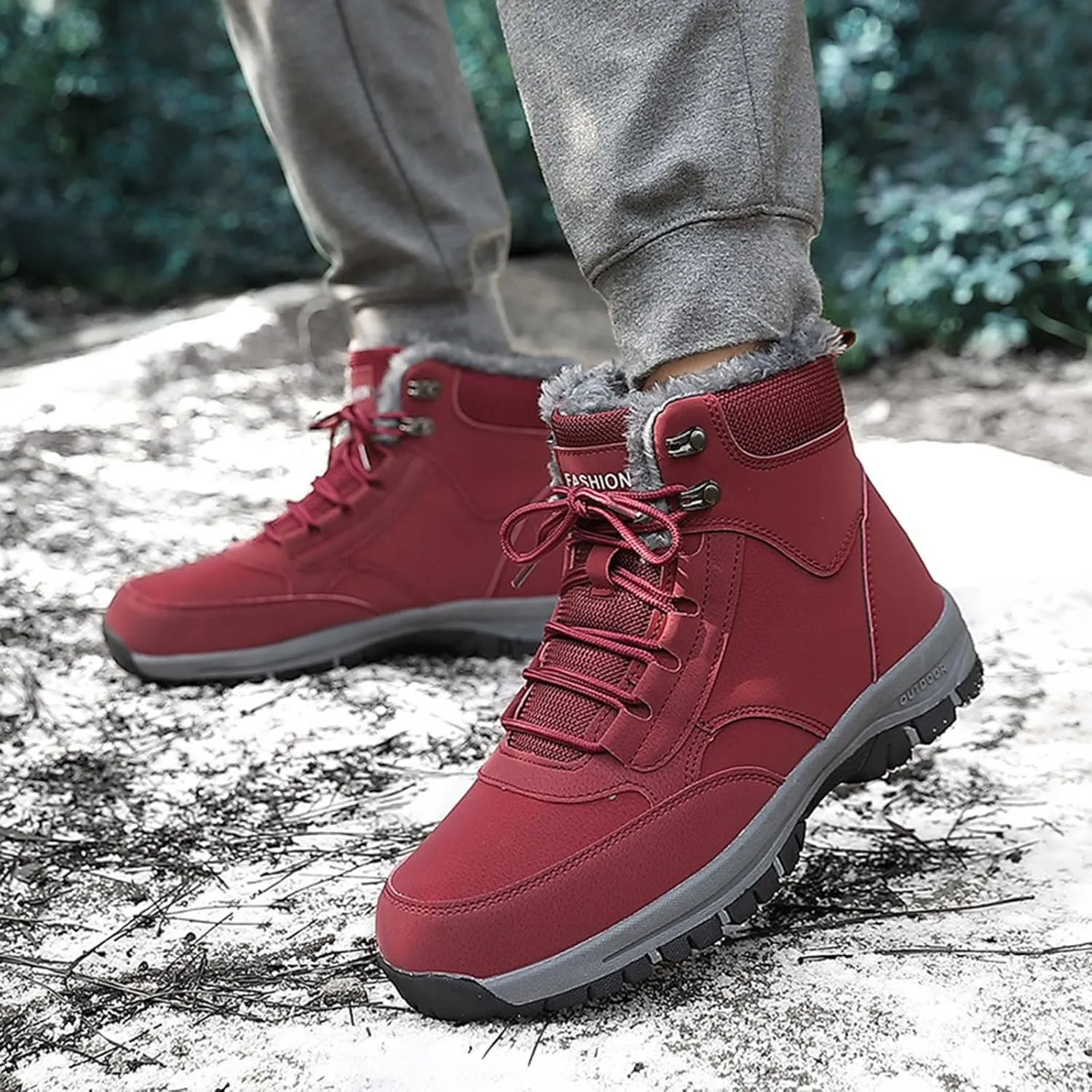 Men's Work Boots Wide Width Hiking Sneakers Warm Ankle Safety Shoes for Women Steel Toe Waterproof Outdoor Shoes Leather Comfortable Hike Grounded Footwear