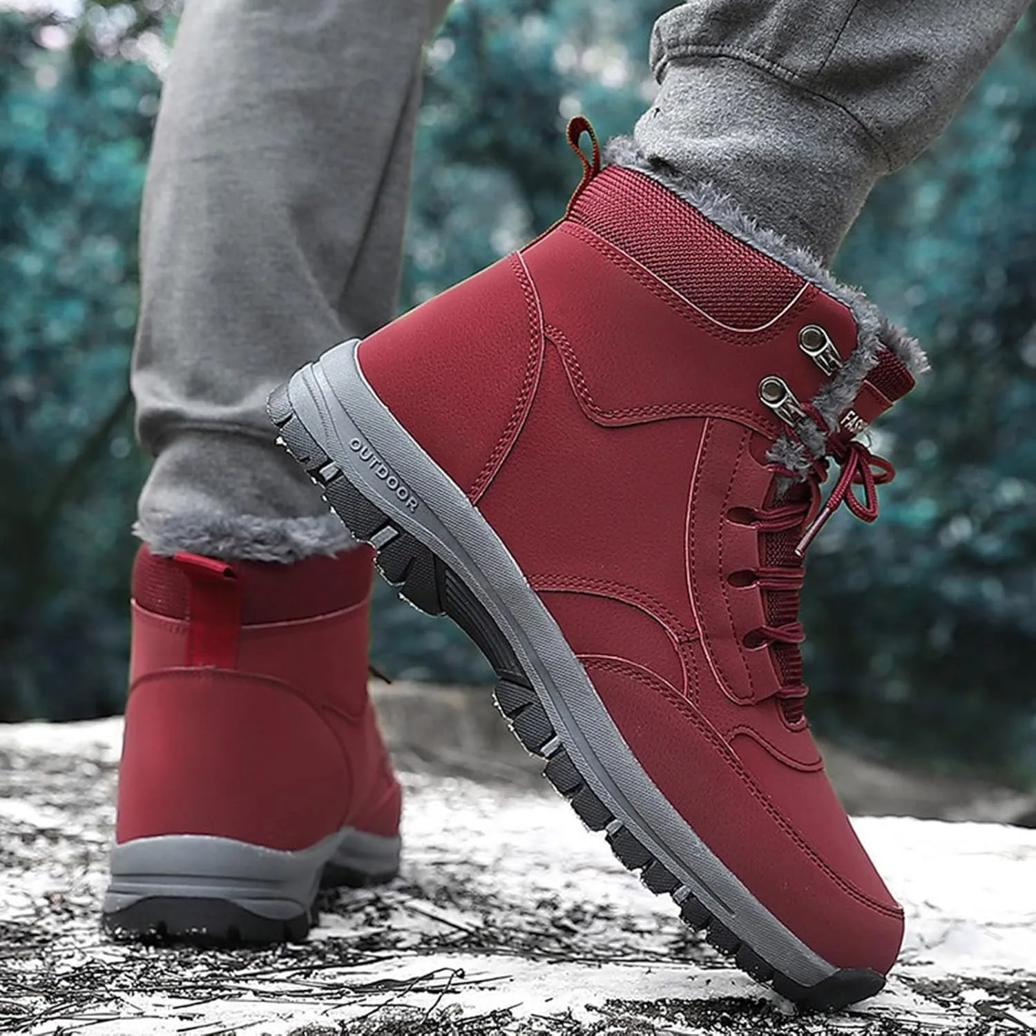 Men's Work Boots Wide Width Hiking Sneakers Warm Ankle Safety Shoes for Women Steel Toe Waterproof Outdoor Shoes Leather Comfortable Hike Grounded Footwear