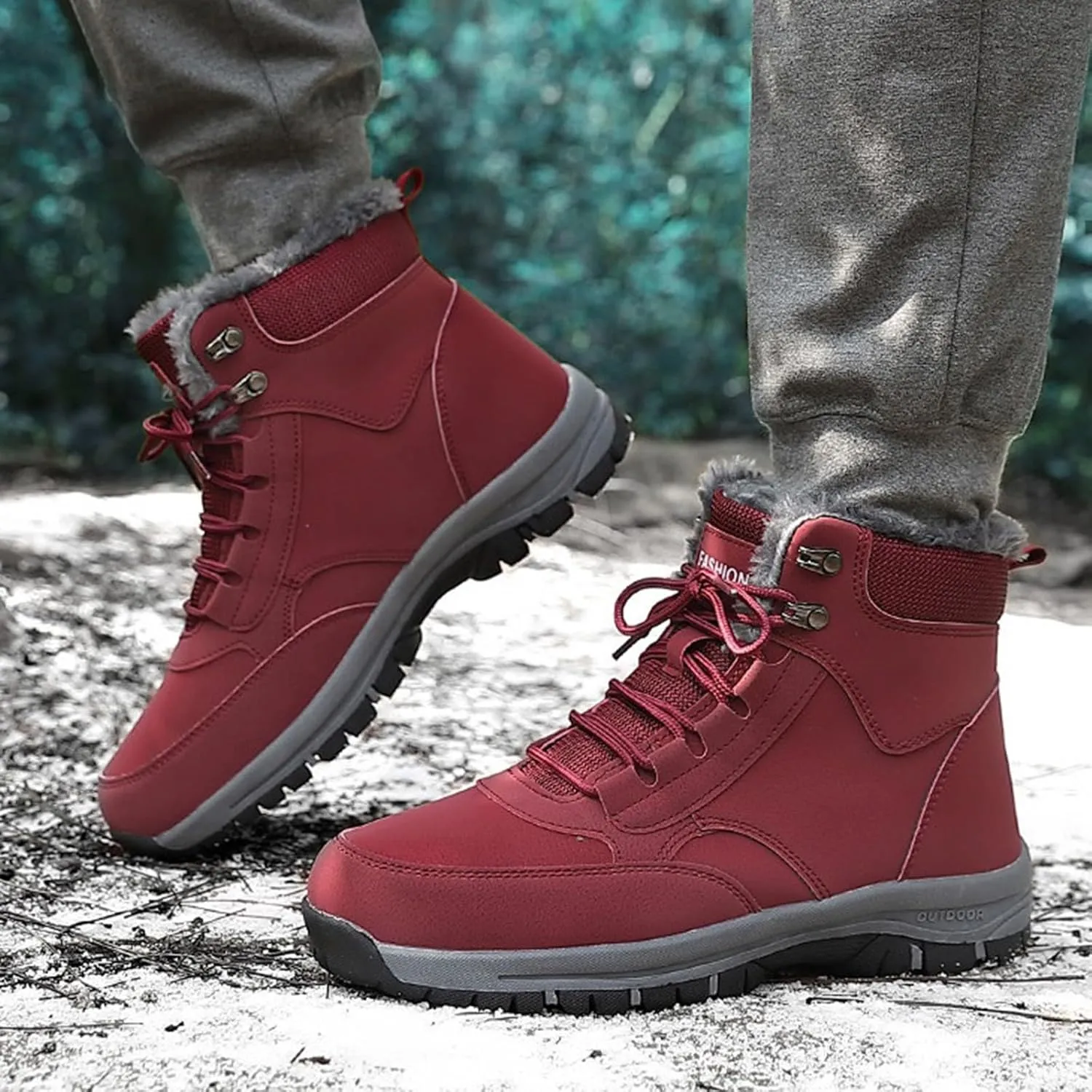 Men's Work Boots Wide Width Hiking Sneakers Warm Ankle Safety Shoes for Women Steel Toe Waterproof Outdoor Shoes Leather Comfortable Hike Grounded Footwear