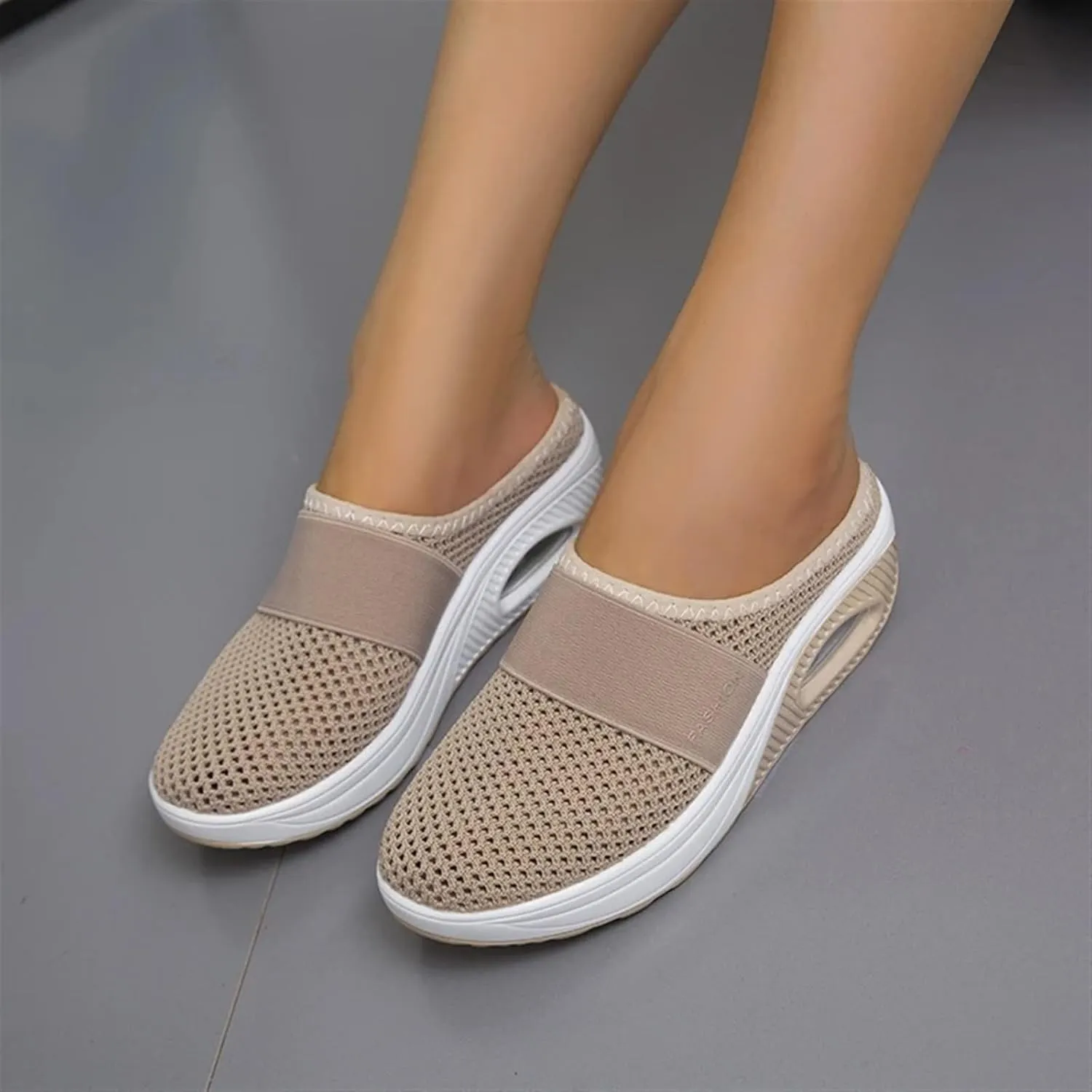 Mules Shoes for Women Backless Walking Sneakers Mesh Air Cushion Orthopedic Diabetic Shoes Backless Breathable Arch Support Sandals Outdoor Slippers Wide Width Clogs