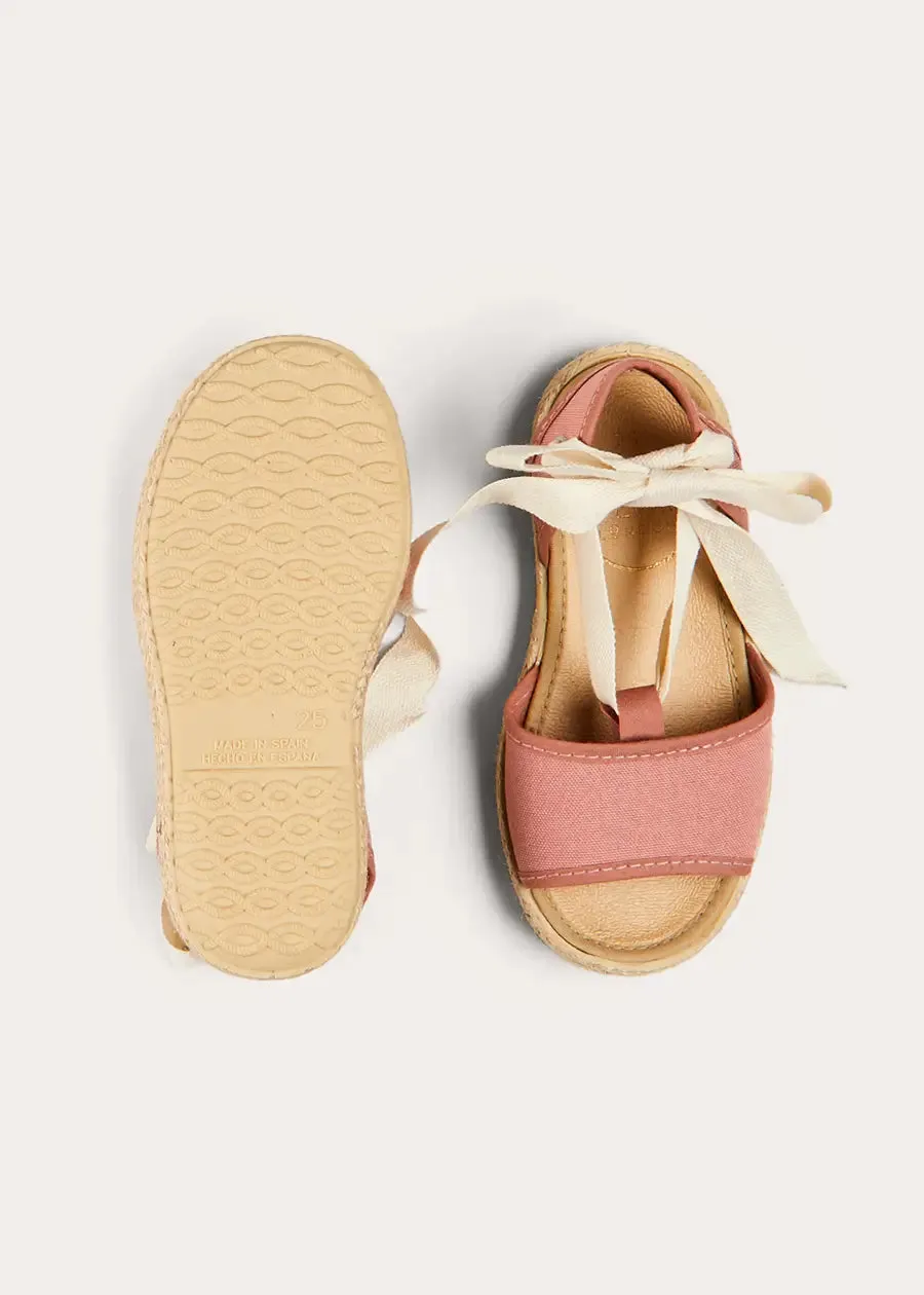 Open Toe Tie Detail Espadrilles in Pink (24-35EU)