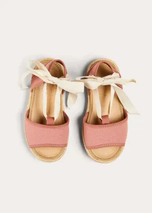 Open Toe Tie Detail Espadrilles in Pink (24-35EU)