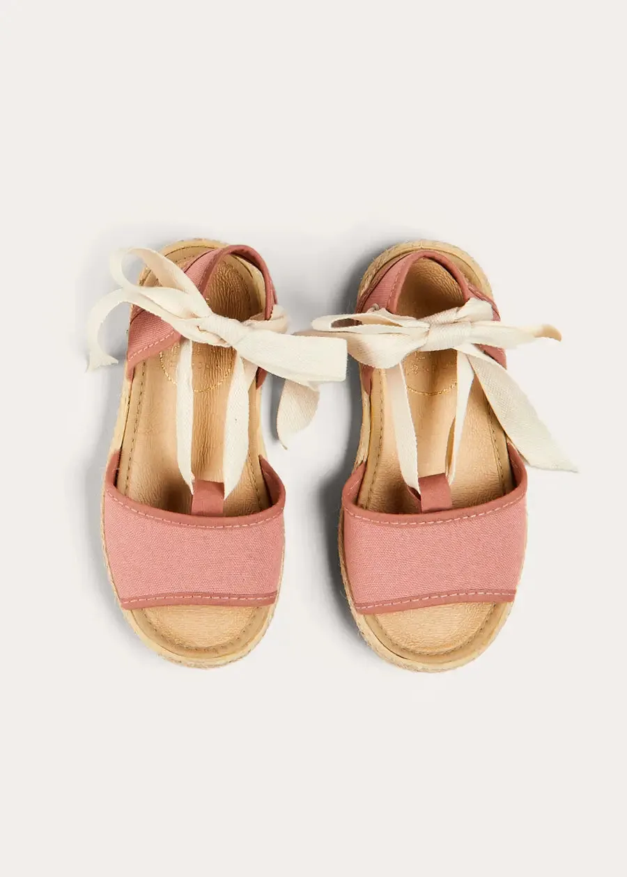 Open Toe Tie Detail Espadrilles in Pink (24-35EU)