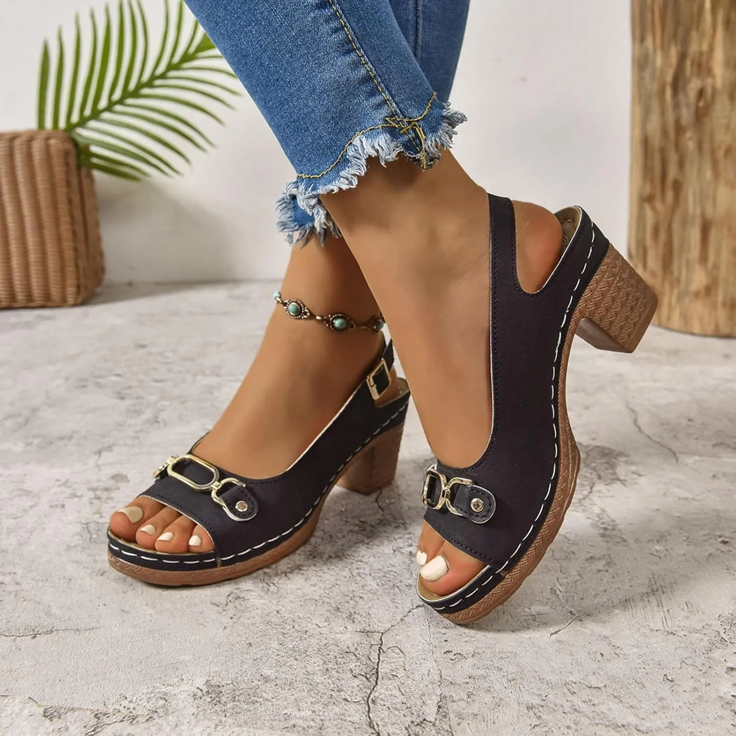 Orthopedic Platform Wedge Sandals for Women Walking Slippers Arch Support Summer Dressy Open Toe Ankle Strap Sandal Sandals Beach Boho Shoes Comfortable Outdoor Shoes