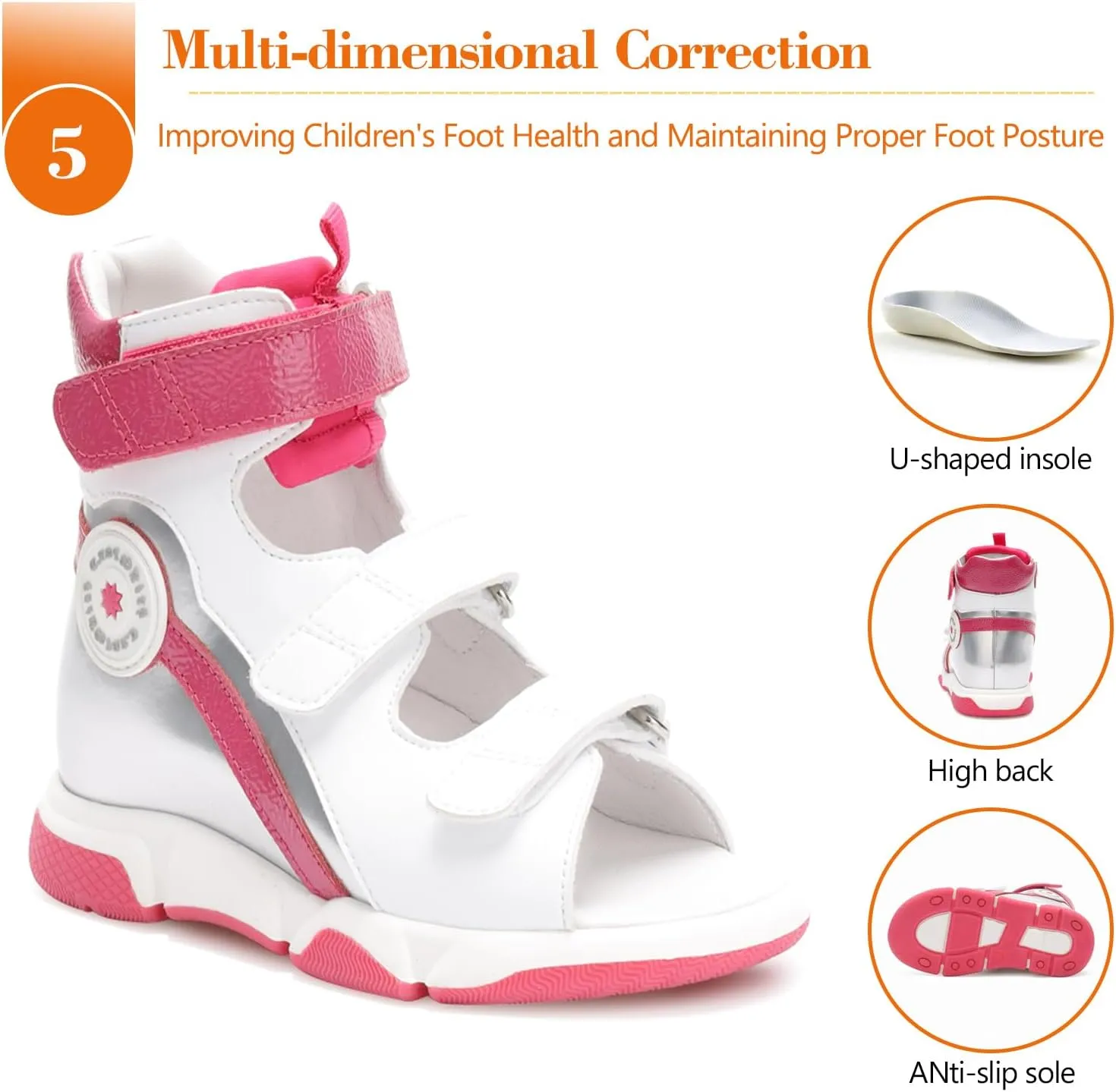 Orthopedic Sandals for Toddlers with Arch Support,Kids High Back Ankle Supportive Shoes