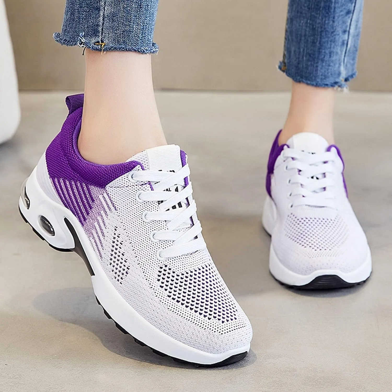 Orthopedic Shoes for Women Wide Width Toe Shoes with Arch Support Stylish Walking Sneakers Mesh Air Cushion Plantar Fasciitis Shoe for Gym Workout Tennis Sports Running Sneakers