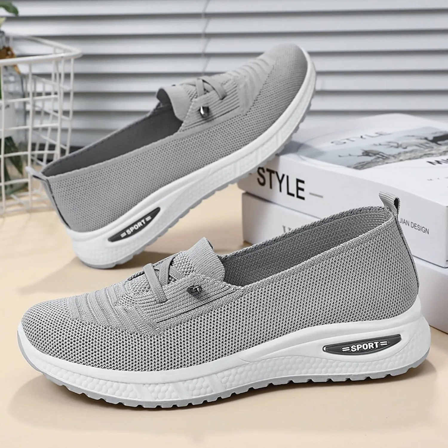 Orthopedic Shoes for Women, Womens Slip On Walking Sneakers Breathable Tennis Shoes Comfortable Arch Support Shoes