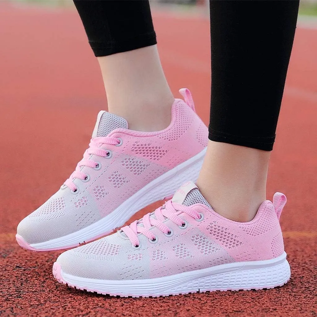 Orthopedic Tennis Shoes for Women Mesh Lace-Up Casual Sneakers Comfortable Non Slip Cushion Sneakers Wide Width Running Shoes