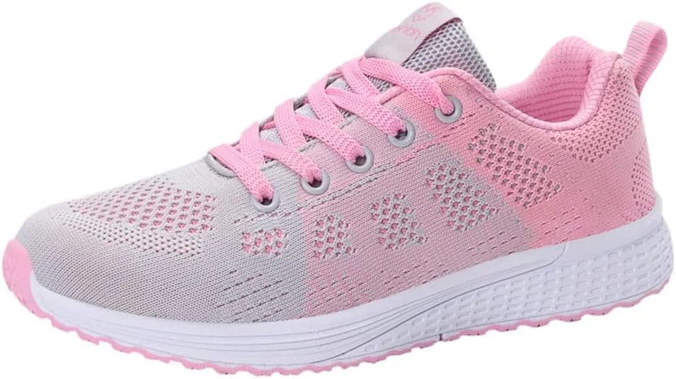 Orthopedic Tennis Shoes for Women Mesh Lace-Up Casual Sneakers Comfortable Non Slip Cushion Sneakers Wide Width Running Shoes