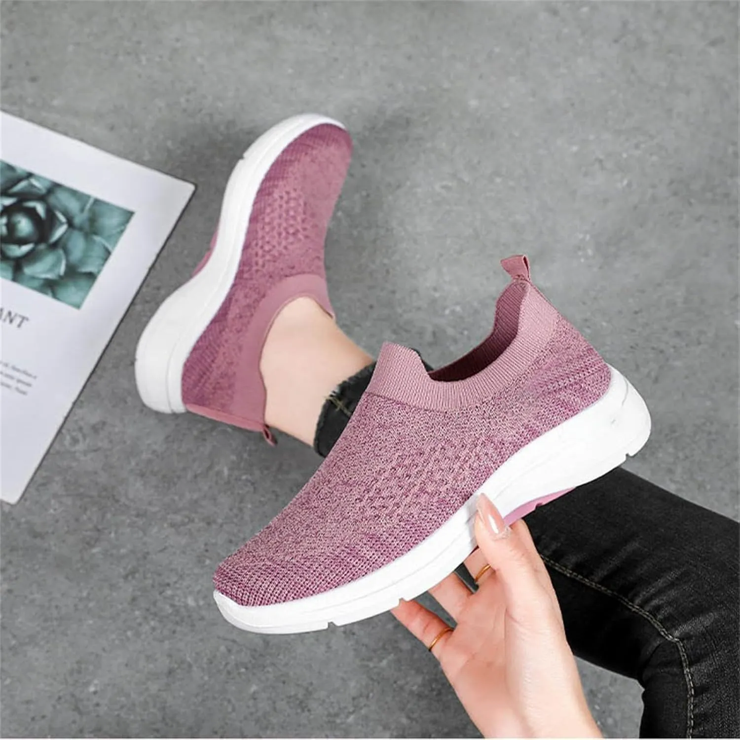 Orthopedic Walking Shoes for Women,2025 New Orthowalkway Womens Shoes,Woven Orthopedic Breathable Walking Sneaker Non-Slip Arch Support Slip on Shoes