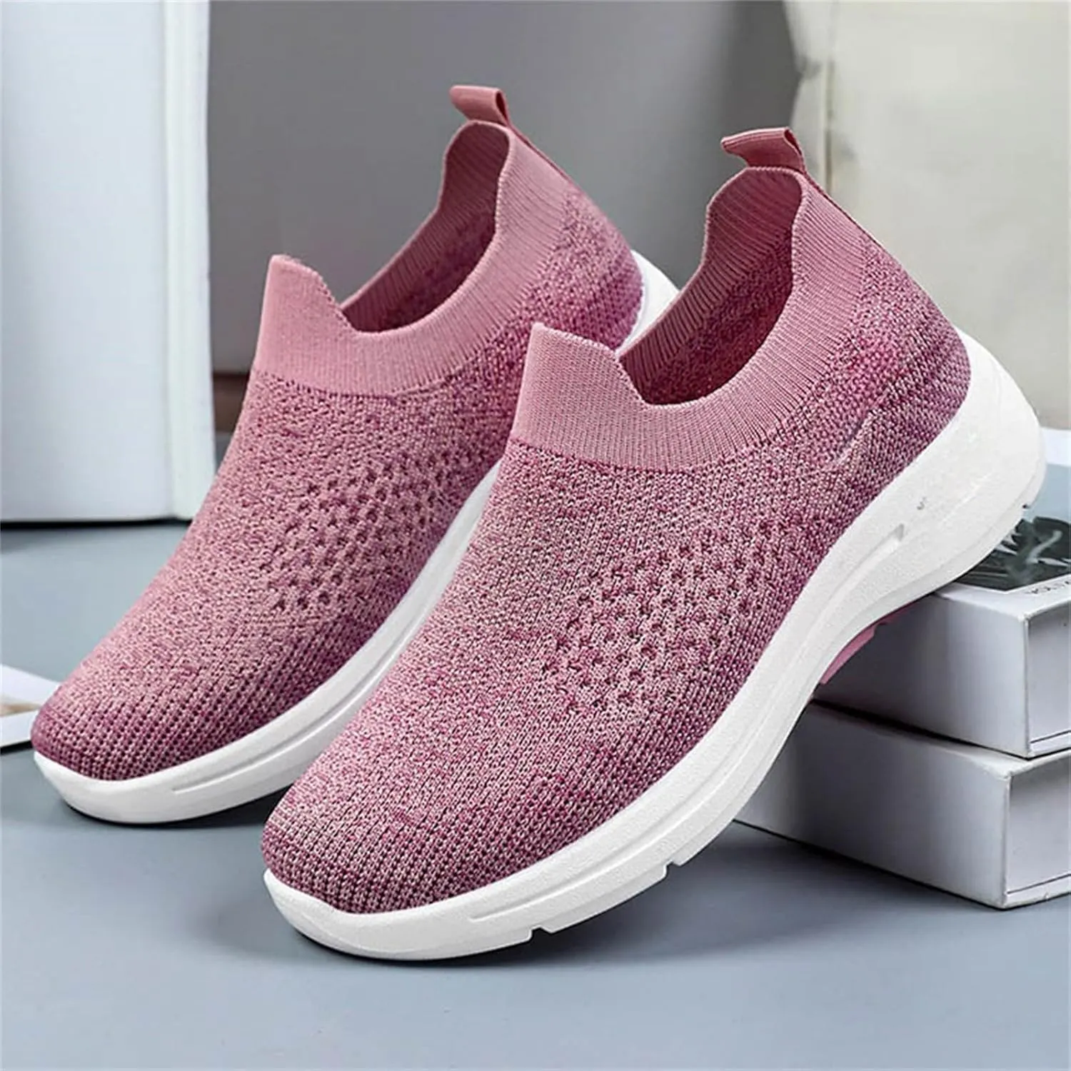 Orthopedic Walking Shoes for Women,2025 New Orthowalkway Womens Shoes,Woven Orthopedic Breathable Walking Sneaker Non-Slip Arch Support Slip on Shoes