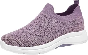 Orthopedic Walking Shoes for Women,2025 New Orthowalkway Womens Shoes,Woven Orthopedic Breathable Walking Sneaker Non-Slip Arch Support Slip on Shoes