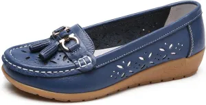 Orthopedic Women Summer Slip On Loafers Breathable Leather Comfortable Walking Shoes for Work Casual Wear