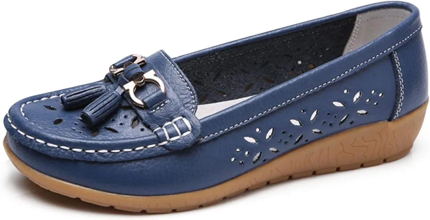 Orthopedic Women Summer Slip On Loafers Breathable Leather Comfortable Walking Shoes for Work Casual Wear