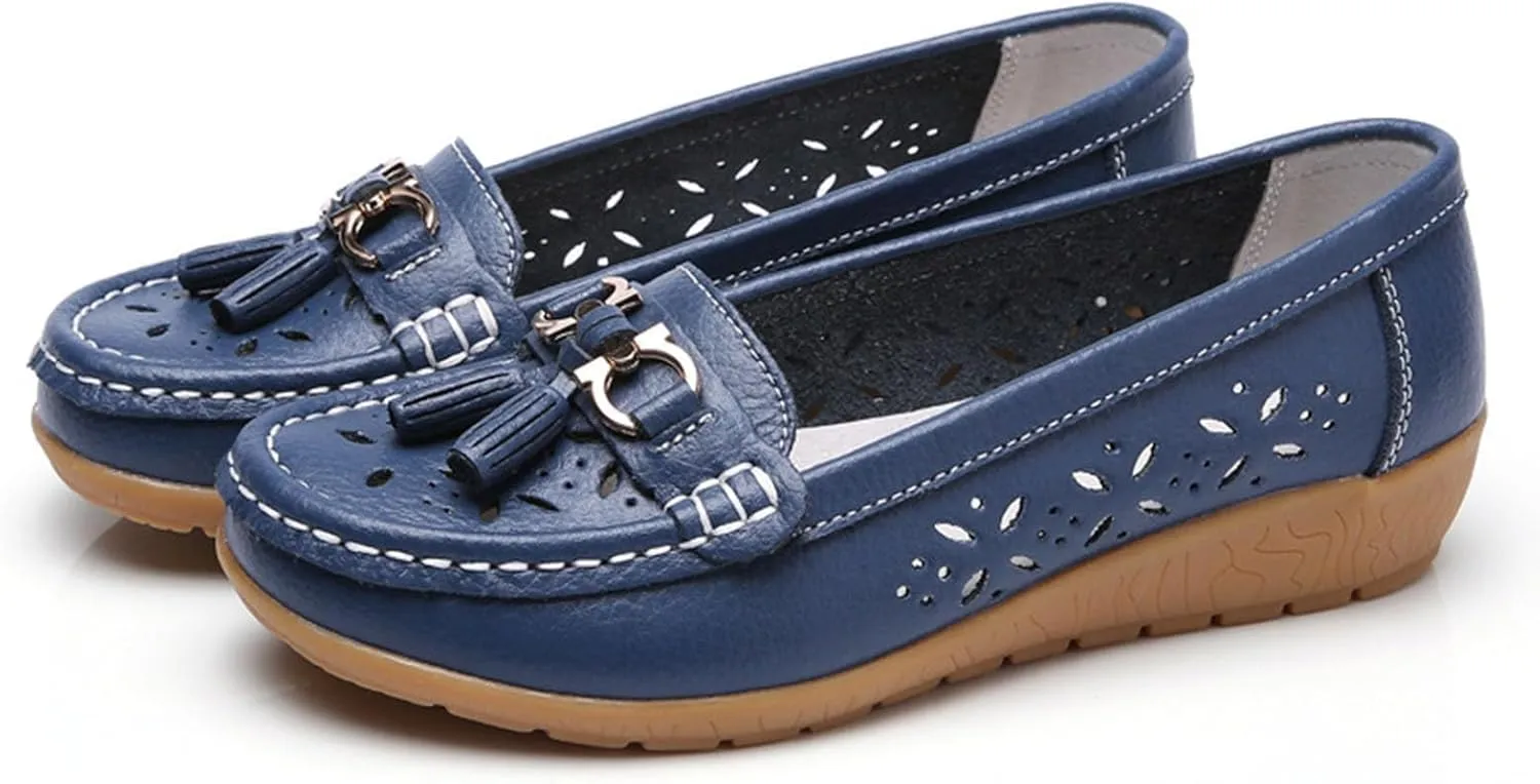 Orthopedic Women Summer Slip On Loafers Breathable Leather Comfortable Walking Shoes for Work Casual Wear