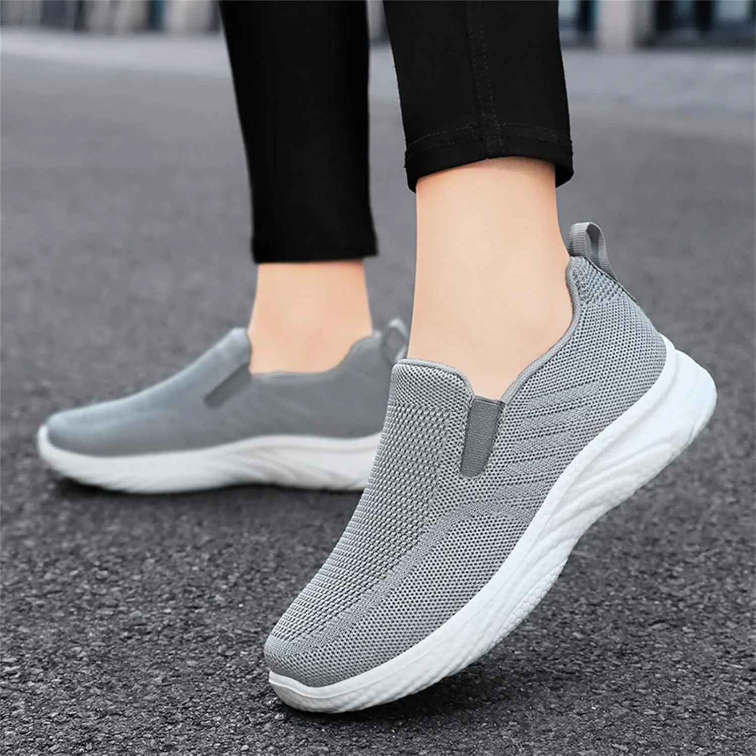 Orthopedic Woven Breathable Soft Slip On Arch Support Mesh Casual Running Shoes Wide Width Walking Sneaker