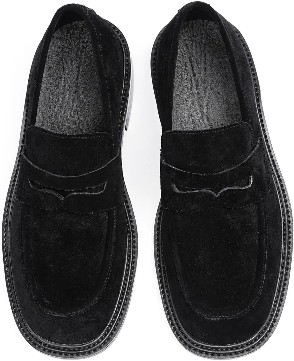 Santimon Men??s Suede Penny Loafers Slip-On Dress Shoes ?C Genuine Leather Upper, Anti-Slip Rubber Sole, Business Casual Suit Shoes for Office, Wedding & Everyday Wear