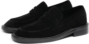 Santimon Men??s Suede Penny Loafers Slip-On Dress Shoes ?C Genuine Leather Upper, Anti-Slip Rubber Sole, Business Casual Suit Shoes for Office, Wedding & Everyday Wear