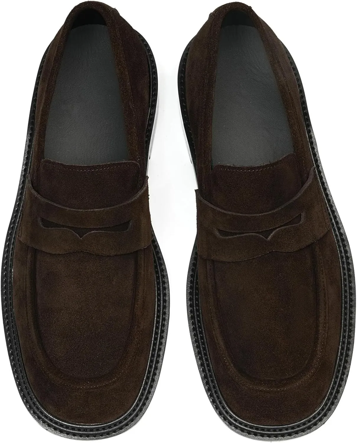Santimon Men??s Suede Penny Loafers Slip-On Dress Shoes ?C Genuine Leather Upper, Anti-Slip Rubber Sole, Business Casual Suit Shoes for Office, Wedding & Everyday Wear