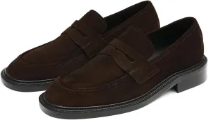 Santimon Men??s Suede Penny Loafers Slip-On Dress Shoes ?C Genuine Leather Upper, Anti-Slip Rubber Sole, Business Casual Suit Shoes for Office, Wedding & Everyday Wear