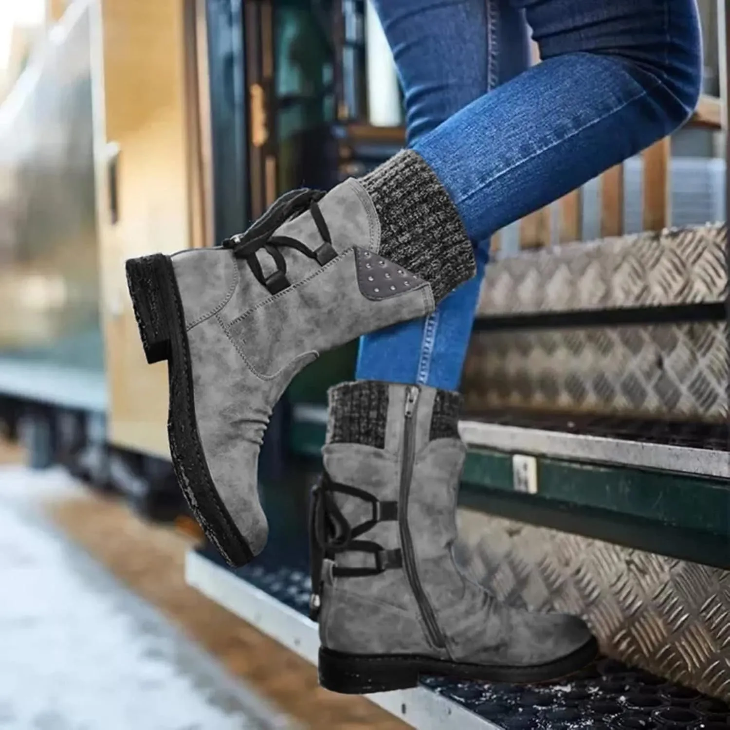 SBGMoSJ Winter Boots for Women Waterproof Snow Wide Calf Non Slip Winter Boots for Women Waterproof Snow Winter Boots for Women Waterproof Tall Zapatos Para La Nieve De Mujer Botas De Invierno