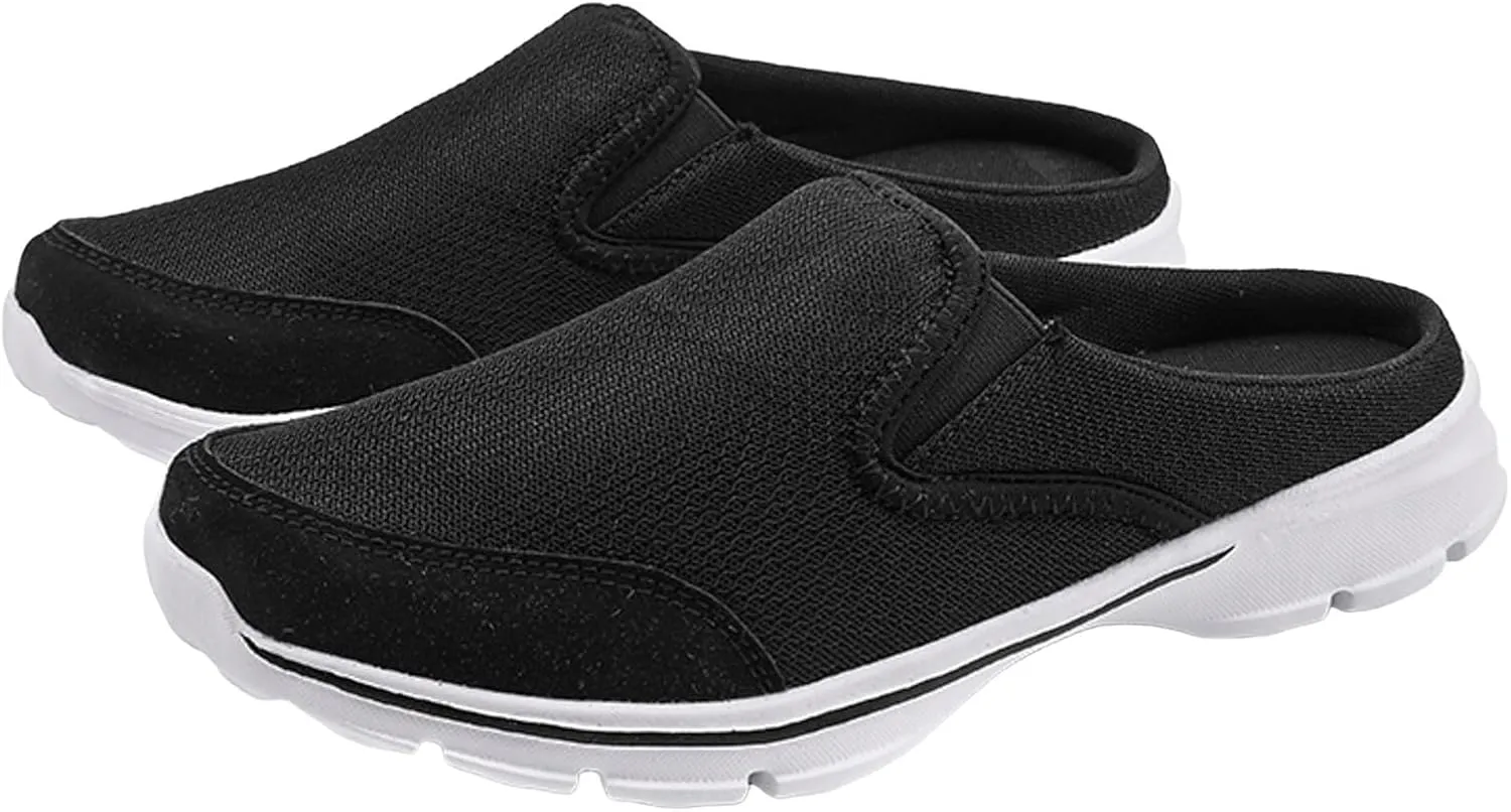 Slip on Mules & Clogs for Women Men Mesh Knit Open Back Walking Shoes Breathable Comfort Sneakers Orthopedic Slippers