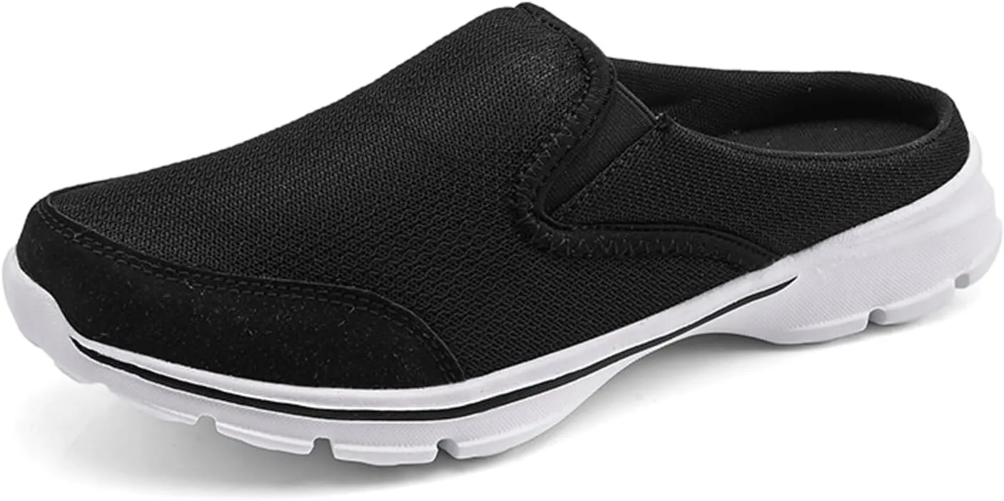 Slip on Mules & Clogs for Women Men Mesh Knit Open Back Walking Shoes Breathable Comfort Sneakers Orthopedic Slippers