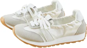 Sneakers for Women Flat Ballerina Shoes Non Slip Trendy Wide Box Lace Up Round Toes Sneakers Lightweight Breathable Comfortable Dress Shoes Platform Heels Fancy Sporty Outdoor Running Walking Shoe