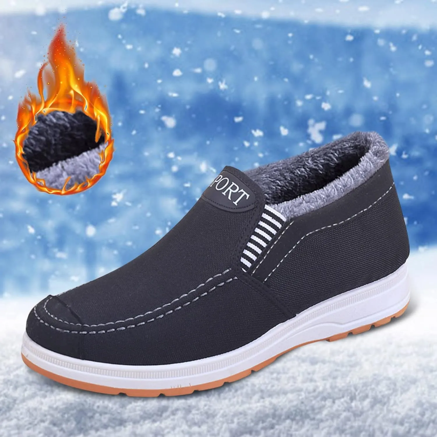 Snow Boots for Men Warm Lined Footwear Waterproof Outdoor Lightweight Winter Boots Slip on Ankle Booties Non-slip Hiking Boot Trekking Boots